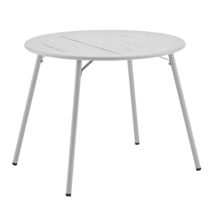 VERVELEY Okrúhly záhradný stôl, 90 cm, oceľ, sivá