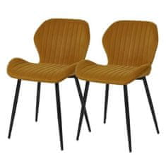shumee PORTO Súprava 2 kovových stoličiek, horčicový zamat, dl. 50 x gl. 53 x H 81 cm