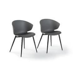 Súprava 2 čalúnených stoličiek, Sivý plast, D 49 x D 56 x V 79 cm, BRIGHTON