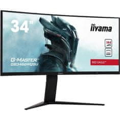 iiyama Zakrivená herná obrazovka pre PC, IIYAMA G-Master Red Eagle GB3466WQSU-B1, 34 UWQHD, VA panel, 1 ms, 144 Hz, HDMI / DisplayPort, FreeSync