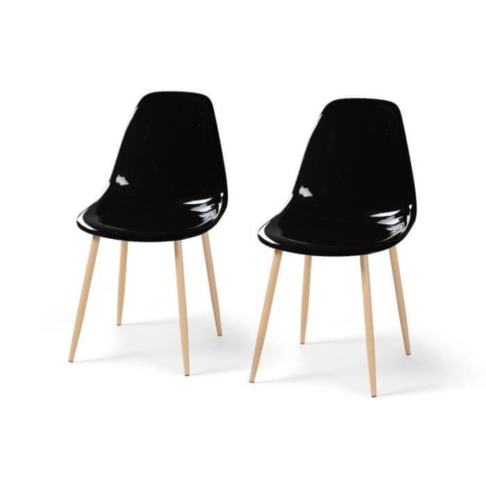 VERVELEY Súprava 2 čiernych priehľadných krištáľových stoličiek, D 47 x H 54 x V 84 cm, CLODY