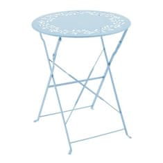 VERVELEY Záhradný bistro set pre 2 osoby, Okrúhly stôl s motívom 60 cm + 2 stoličky, Práškovo lakovaná oceľ, Modrá