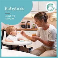 Babymoov Babymoov Babybols, 8 sklenených pohárov 120 a 240 ml, vzduchotesné, priložená brožúra s receptami pre ekologické výrobky