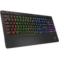VERVELEY Bezdrôtová herná klávesnica, Membránové klávesy, AXS KEYZ-TITANIUM, Opierka dlane a kolískový ovládač hlasitosti, RGB osvetlenie + 5 efektov