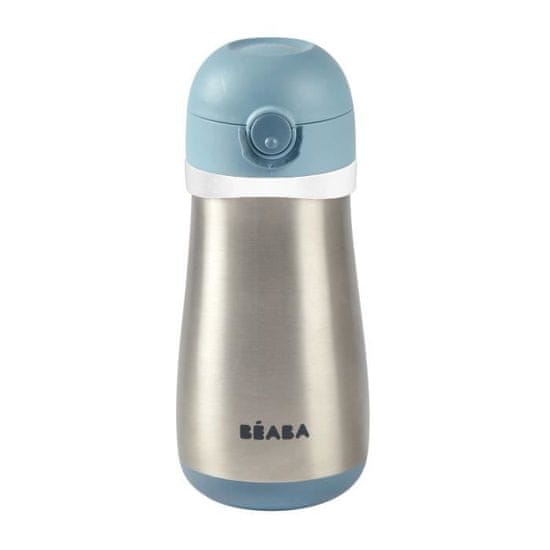 Béaba BEABA, fľaša na vodu z nehrdzavejúcej ocele 350 ml + rukoväť, breeze blue