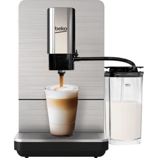 BEKO CEG5331X, Automatické espresso, 1350 W, Integrovaný mlynček na kávu, Kanvička na mlieko, Predná časť z nehrdzavejúcej ocele.