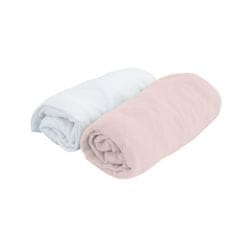 Domiva DOUX NID Lot 2 Birdy Fitted Sheets, 70x140 cm, White / Pink, Jersey