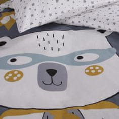 Today Detská posteľná súprava Kool, 1 osoba, 140 x 200 cm, 100% bavlna, sivý detský vzor, TODAY