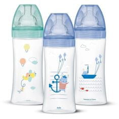 Dodie DODIE Sada 3 dojčenských fliaš Sensation+ Anti-Colic 330 ml + 6 mesiacov, plochá cumlík, Flow 3, morská a vzdušná zelená