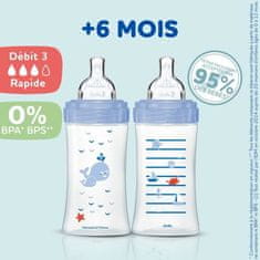 Dodie DODIE Sada 3 dojčenských fliaš Sensation+ Anti-Colic 330 ml + 6 mesiacov, plochá cumlík, Flow 3, morská a vzdušná zelená