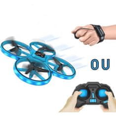 VERVELEY FLASHING DRONE, Mini dron s LED diódou, FLYBOTIC, Klasické diaľkové ovládanie + diaľkové ovládanie na zápästie, Looping 360