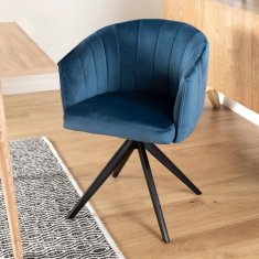 Jedálenská stolička, Modrý zamat, D 61,5 x G 61 x V 79,5 cm, MANON
