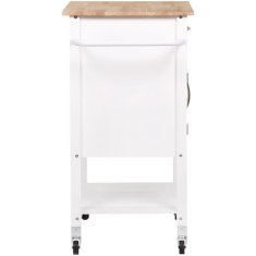 Kuchyňský vozík z kaučukového dreva s 2 dverami a 1 zásuvkou, lakovaný biely, dl. 60 x gl. 48 x H 90 cm, PEDRO