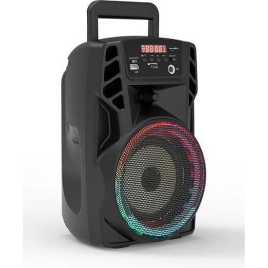 VERVELEY INOVALLEY HP72BTH, 20W karaoke reproduktor Bluetooth s osvetlením, Synchronizované farebné LED diódy, FM rádio, USB, vstup pre mikrofón