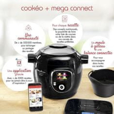 MOULINEX MOULINEX CE859800 COOKEO + Connect Smart Multicooker s váhou a plechom na pečenie, 6 l, 200 receptov, čierna