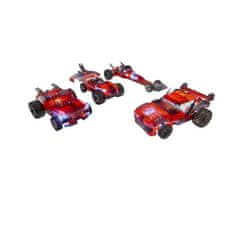 VERVELEY Laserové kolíky, červené vozidlo, 4 v 1, 185 ks. Konštrukcia, ľahký blok, Hračka pre deti od 8 rokov, LAU01