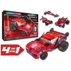 VERVELEY Laserové kolíky, červené vozidlo, 4 v 1, 185 ks. Konštrukcia, ľahký blok, Hračka pre deti od 8 rokov, LAU01