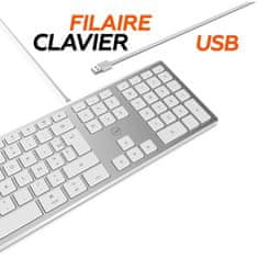 VERVELEY MOBILITY LAB ML304304, Drôtová dotyková klávesnica s 2 portami USB pre Mac, AZERTY, biela a strieborná