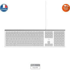 VERVELEY MOBILITY LAB ML304304, Drôtová dotyková klávesnica s 2 portami USB pre Mac, AZERTY, biela a strieborná