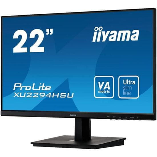 iiyama PC monitor, IIYAMA, PROLITE XU2294HS-B1, 22 FHD, VA panel, 4 MS, 75 Hz, HDMI / DisplayPort / VGA -.