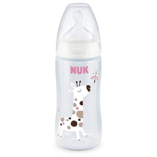 Nuk NUK Serenity+ dojčenská fľaša, široké hrdlo, s reguláciou teploty, 300 ml, 0-6 mesiacov, Zyrafa