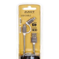 Auto-T Plochý kábel AUTO-T 2 v 1: micro-USB / iPhone 5 a 6