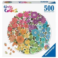 VERVELEY Ravensburger, Kruhové puzzle 500 dielikov, Kvety (farebné)