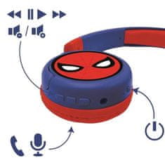 Lexibook SPIDER-MAN Pohodlné skladacie bluetooth a káblové slúchadlá 2 v 1 pre deti s obmedzením zvuku, LEXIBOOK