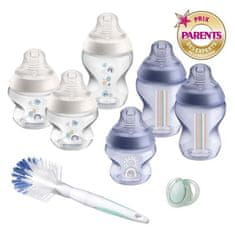 VERVELEY Tommee Tippee, Fľaše pre novorodencov Set Closer to Nature, Antikolikový cumlík, modré