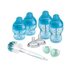 VERVELEY Tommee Tippee, dojčenské fľaše Advanced Anti-Colic, cumlík s pomalým prietokom a antikolikovým ventilom, 150 a 260 ml, modré