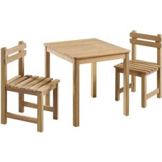 Záhradný set pre deti, štvorcový stôl 65x65 cm a 2 stoličky, drevené, pre deti