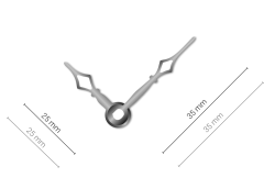 Noname Strieborné hliníkové hodinové ručičky 35 mm | 24 mm