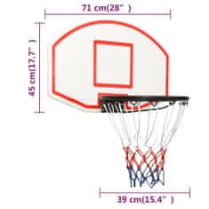 shumee Basketbalová doska biela 71x45x2 cm polyetén