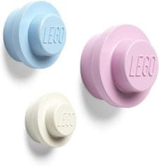 LEGO Vešiak na stenu - biely, svetlo modrý, ružový 3 ks