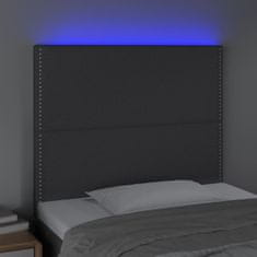shumee Čelo postele s LED tmavosivé 200x7x118/128 cm látka