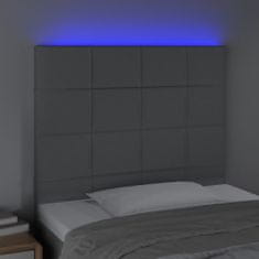 shumee Čelo postele s LED bledosivé 100x7x118/128 cm látka