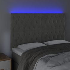 shumee Čelo postele s LED bledosivé 144x7x118/128 cm zamat