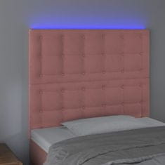 shumee Čelo postele s LED ružové 100x5x118/128 cm zamat