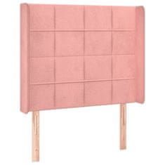 shumee Čelo postele s LED ružové 83x16x118/128 cm zamat