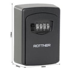 Rottner KeyCare box na kľúče čierna | Mechanický kombinačný zámok | 9 x 12 x 4 cm
