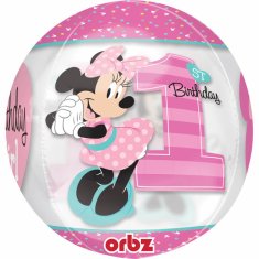 Amscan Fóliový balón orbz Minnie 1.narodeniny 40cm