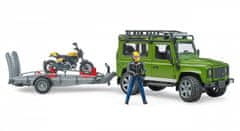 BRUDER Land Rover s prívesom, motorkou a figúrkou mierka: 1:16