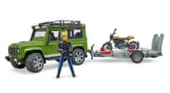 BRUDER Land Rover s prívesom, motorkou a figúrkou mierka: 1:16