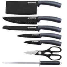 Northix Sada nožov s otočným stojanom, 8 dielov - uhlík 