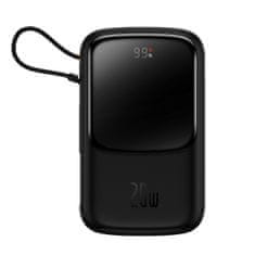 shumee Qpow powerbanka 10000mAh vstavaný kábel Iphone Lightning 20W Quick Charge čierny