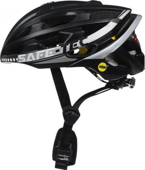 4DAVE SAFE-TEC Múdra Bluetooth helma/ Repro/ MIPS/ TYR3 Black-silver XL