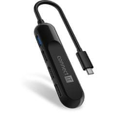 Connect IT USB Hub USB-C/ USB 3.2, 3x USB 2.0 - černý