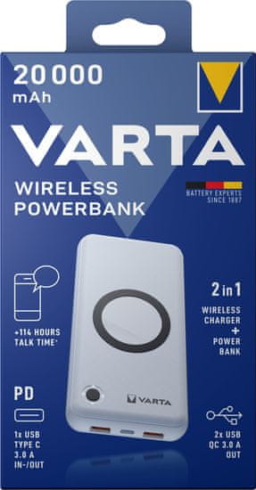 VARTA bezdrátová powerbanka Portable Wireless, 20000mAh