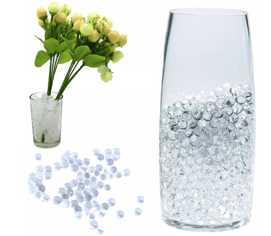Korbi Gélové guľôčky, biele, na kvety, hydrogélové, 10g