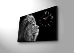 Wallity Dekoratívne nástenné hodiny Lion čiernobiele